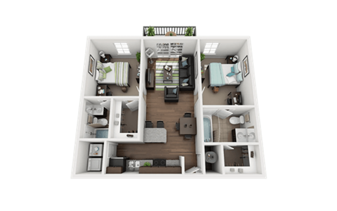 2 Bed 2 Bath Floor Plan at Oasis at Cedar Branch, Wilmington